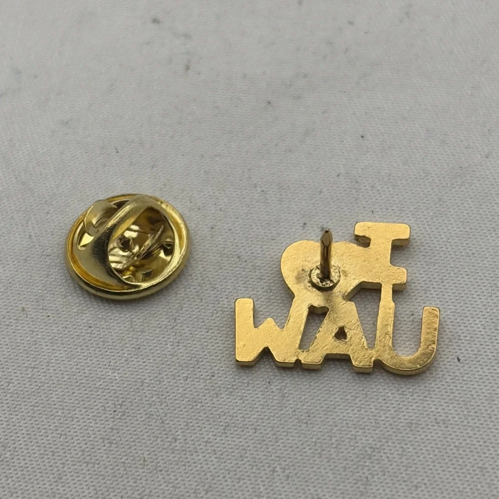 I Heart Love UAW United Auto Workers Gold Tone Lapel Hat Pin